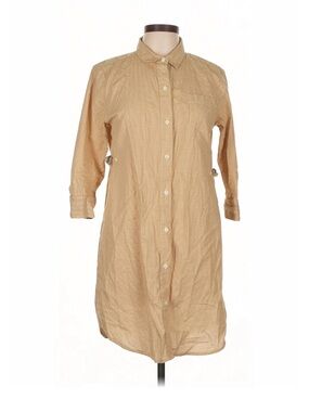 Betabrand shirt dress Light Micro-Check Button-Down with Chambray Cuffs neutral